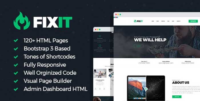 Download free FixIt  - Electronics Repair HTML Template with Builder and Dashboard Frontend