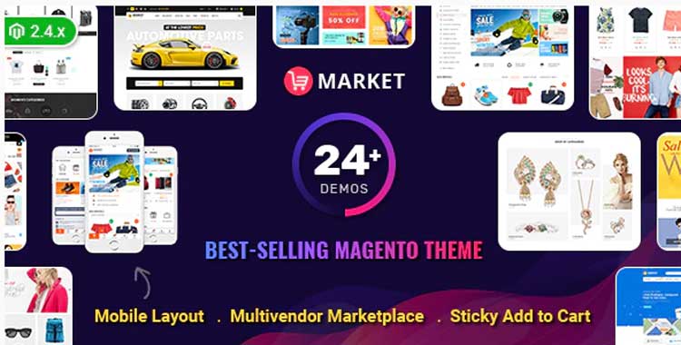 Market - Multistore Responsive Magento Theme with Mobile-Specific Layout (24 HomePages)