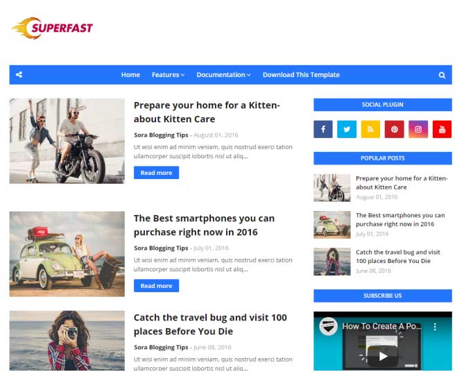 SuperFast Blogger Template Free download