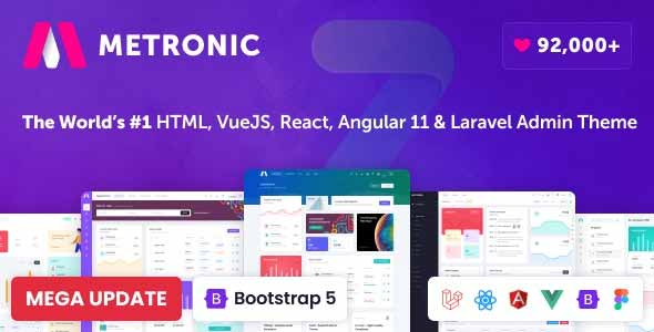 Metronic - Bootstrap 4/5 HTML, VueJS, React, Angular 11 & Laravel Admin Dashboard Theme