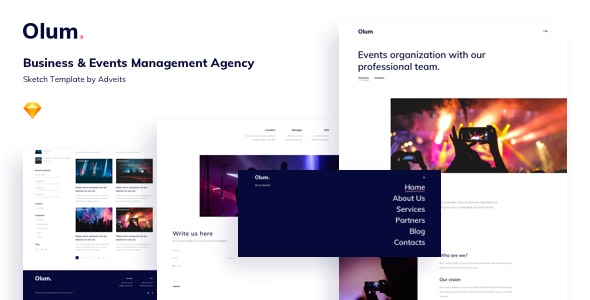 Olum v1.0 - Business & Events Management Agency Sketch Template